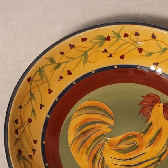 222 Fifth Rooster Serving Bowl approx 9" X 2'" - Picture 2 of 9